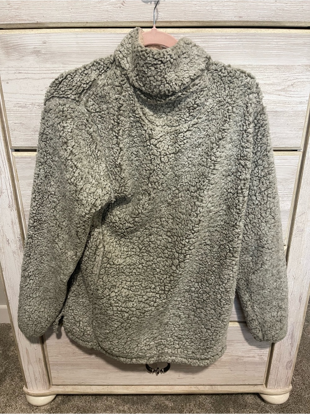 Simply Southern Olive Green Sherpa Pullover Jacket